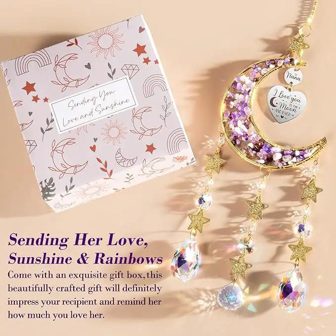 Best Grandma Nana Gifts, for Grandma from Granddaughter Grandchildren Grandkids, Unique Grandma Birthday Gifts for Nana Gigi Grandmother New Grandma Gifts Moon Crystal Suncatcher by GreenHaven Gardens