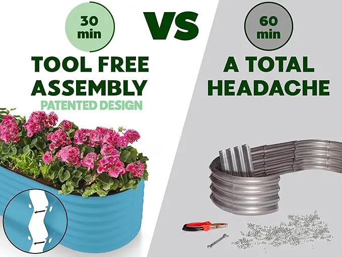 9-in-1 Galvanized Steel Raised Garden Bed // 8×2×1.5 ft Modular Planter for Gardening, Vegetables, Flowers // 18" Tall Metal Raised Garden Beds Outdoor (Teal) // Patented Design Planter Box by GreenHaven Gardens