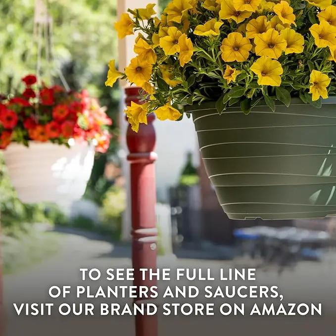 The HC Companies Wrapt Hanging Planters - Lightweight Plant Pot Hanger for Hanging Plants, Vegetables & Herbs - Outdoor & Indoor Hanging Basket for Plants (13" Green, Pack of 2) by GreenHaven Gardens