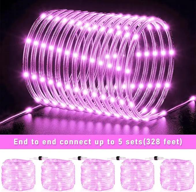 Rope Lights for Outside, 66FT 200 LED String Lights Outdoor with Waterproof 8 Modes, Flexible and Connectable Plug in Fairy Light for Indoor Patio Pool Garden Party Wedding Decorations, Pink by GreenHaven Gardens