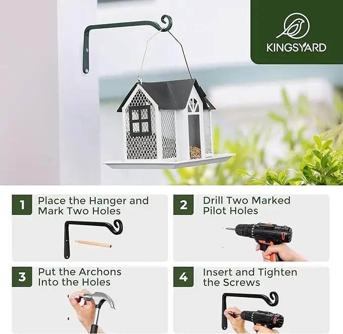 Kingsyard 2-Pack Wall Plant Hanger Outdoor - Heavy Duty Metal Hanging Bracket Hooks for Hanging Plant Bird Feeders Lanterns Wind Chimes Outdoor & Indoor, 10-Inch/Green by GreenHaven Gardens