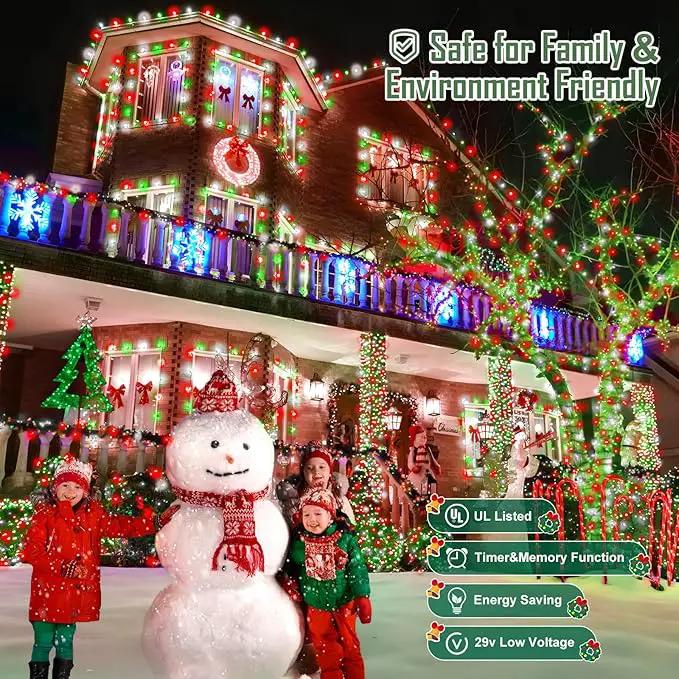 Heceltt 360 LED 118 FT Christmas Lights Outdoor, 8 Modes Christmas Lights Plug in, IP44 Waterproof Led Christmas Lights with Timer and Memory for Xmas Yard Garden Decorations (Red Green and White) by GreenHaven Gardens