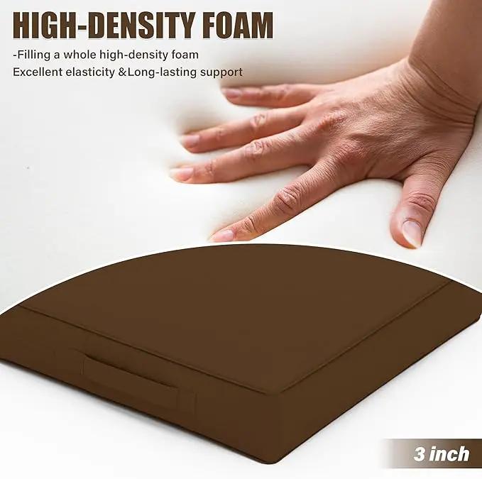 Patio Chair Cushions 17 X 16 X 3 Inch Waterproof Outdoor Seat Cushions for Patio Furniture, Outdoor Sofa Couch Pads with Ties & Handle, Set of 2, Chocolate by GreenHaven Gardens