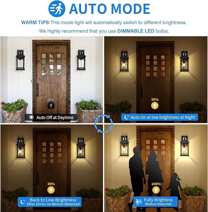 VIANIS Porch Lights Outdoor with Motion Sensor, Dusk to Dawn Outdoor Wall Lights Lantern, Anti-Rust Matte Black Outside Light Fixture Sconce for House, Patio, Garage, Waterproof by GreenHaven Gardens