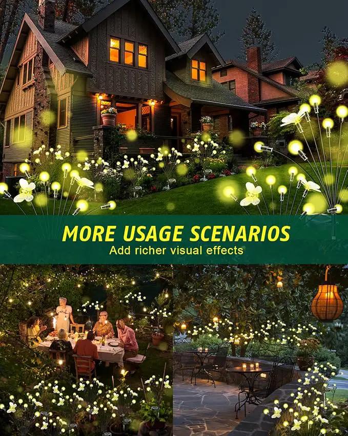 Solar Garden Lights 2024 Upgraded Solar Outdoor Lights Sway by Wind for Patio Pathway Decoration 2+8 Warm White (Butterfly 4 Pack)… by GreenHaven Gardens