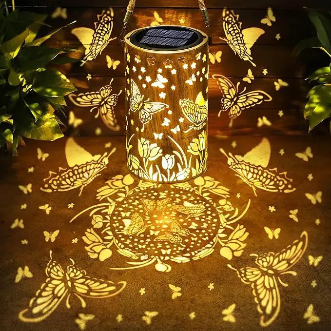 Toodour Solar Lantern Outdoor, Butterfly Gifts for Mom Grandma Women Hanging Solar Outdoor Lights Waterproof, Hollow Out Retro Metal Butterfly Lights for Patio, Balcony, Walkway, Yard Decorations by GreenHaven Gardens