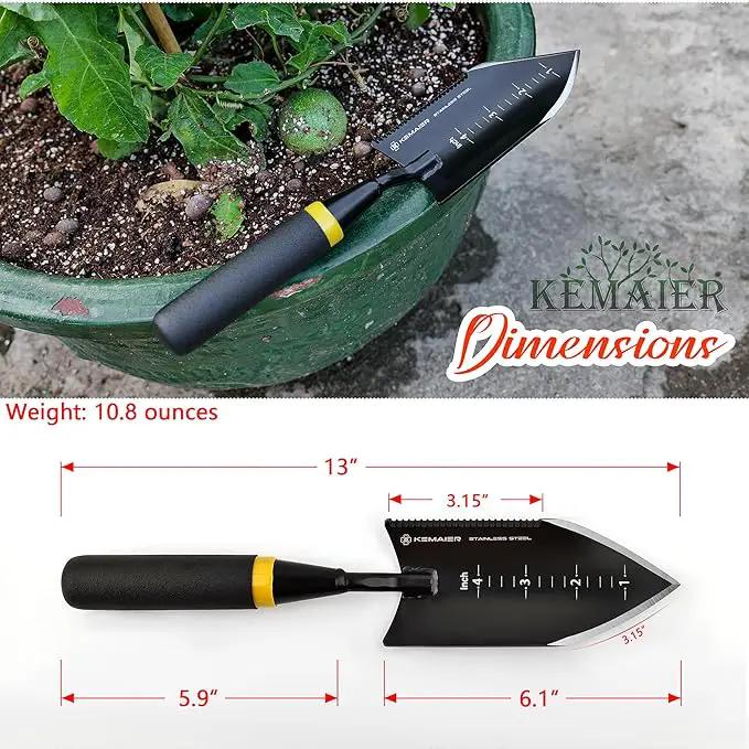 Heavy-Duty Trowel Garden Tool, Stainless Steel Serrated Hand Shovel for Effortless Digging, Weed Control, and Precise Bulb Planting by GreenHaven Gardens