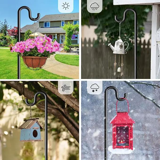 92" Shepherds Hooks for Outdoor, Extra Thick Bird Feeder Pole with 5 Prong Base, Adjustable Shepards Hook for Garden, Weddings, Hanging Plant by GreenHaven Gardens