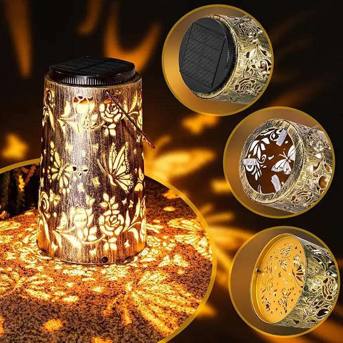 Solar Lanterns Butterfly Warm Cool Light Outdoor Waterproof Metal Decor Home Garden Yard Backyard Porch Table Pathway for Women Grandma Gifts 2pcs by GreenHaven Gardens