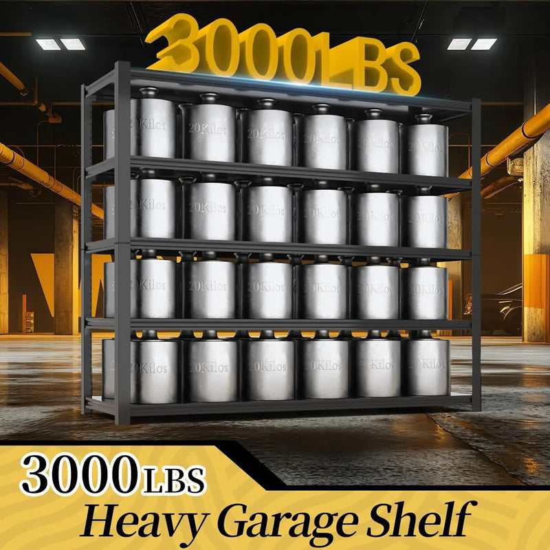 47.8" W Heavy Duty Garage Shelving 3000LBS Storage Shelves, Adjustable 5-Tier Storage Rack, Metal Shelves for Garage/Warehouse/Basement, 47.8" W x 19.8" D x 72" H, Black by GreenHaven Gardens