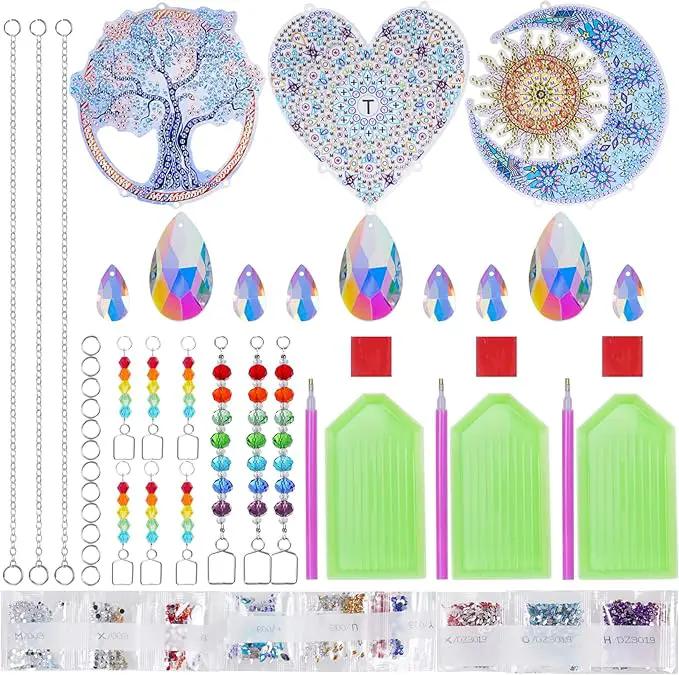 3 Pack Diamond and Painting Suncatcher Window Hanging Ornament Crystal Window Garden Decor DIY Kits for Beginners Adult Kids -Tree, Moon, Heart by GreenHaven Gardens