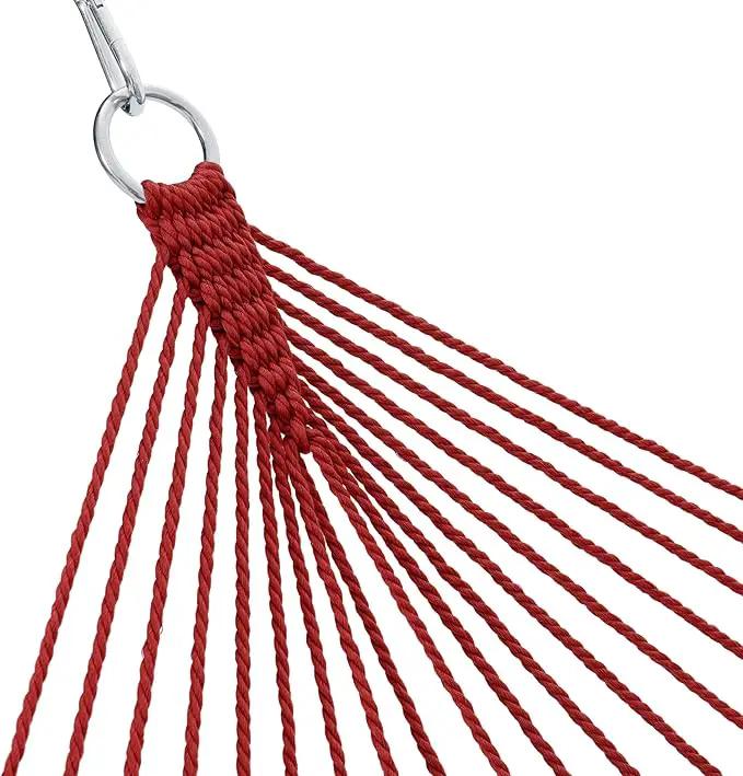 Lazy Daze Hammocks 10.5 FT Double 2 Person Caribbean Rope Hammock, Hand Woven Polyester Hammock with Spreader Bars, for Outside Outdoor Backyard Patio Poolside,450 LBS Capacity,Red by GreenHaven Gardens