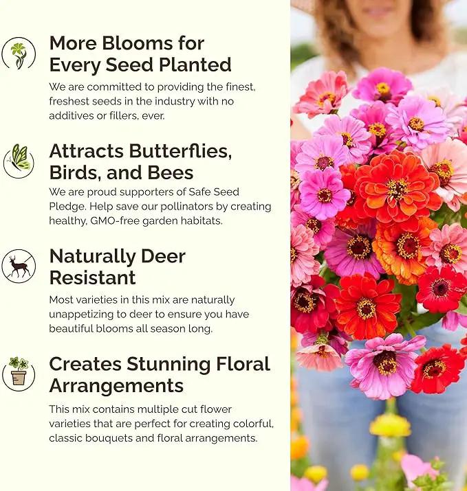 Eden Brothers Field Day Flower Mixed Seeds for Planting, 5 lb, 2,400,000+ Seeds with Zinnia Lilliput, Calendula Mix | Attracts Pollinators, Plant in Spring or Fall, Zones 3, 4, 5, 6, 7, 8, 9, 10 by GreenHaven Gardens
