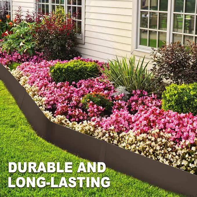 40" L x 8" H Metal Landscape Edging, Heavy Duty Galvanized Steel Garden Edging,6 Pack Steel Landscape Edging with Clips for Lawn, Flower Bed, Yard (Brown)