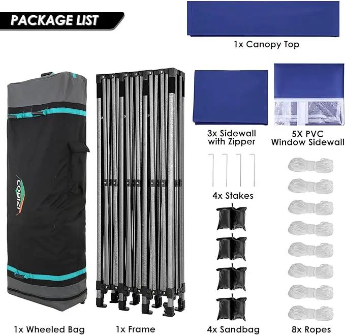 COBIZI 10x30 Pop up Canopy Tent 10x30 Canopy with Sidewalls, Heavy Duty Party Tent Tents for Parties, Foldable UPF 50+ Waterproof Commercial Easy up Canopy with Roller Bag, Navy Blue(Windproof) by GreenHaven Gardens