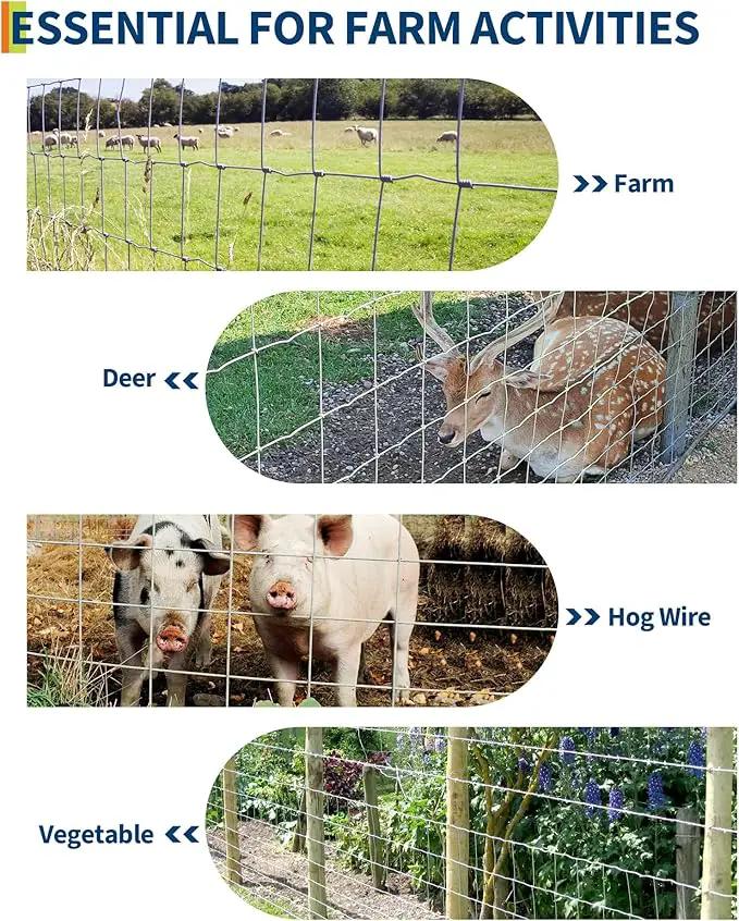9GA Thickened Heavy Duty Cattle Farm Fence, 4ft x 164ft Galvanized Goat Deer Fence, Heavy Zinc Coating Hog Wire Fencing for Farm Livestock Animals Protection by GreenHaven Gardens