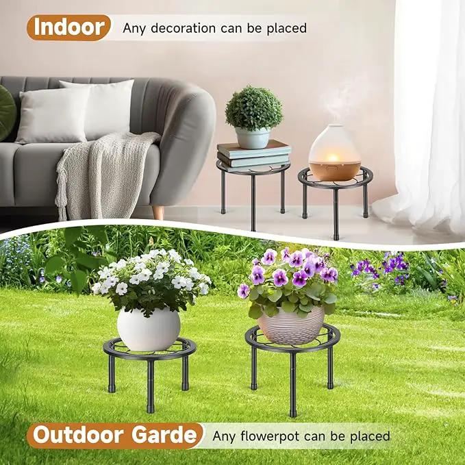 5 Pack Metal Plant Stand, Anti-Rust Iron Plant Stands for Indoor and Outdoor, Heavy Duty Flower Pot Stands for Multiple Plant, Black Potted Plant Holder for Garden Home (5 Pack Black) by GreenHaven Gardens