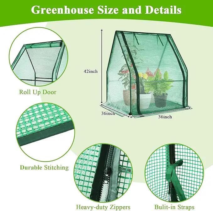 U'Artlines Portable Mini Greenhouse Small Green House with Waterproof Pad 36x36x42 Inch Plant Cover Tent for Garden Small Plants Indoor Outdoor, Green PE by GreenHaven Gardens