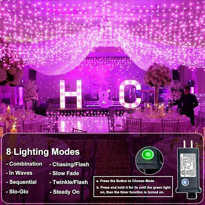 Christmas Icicle Lights Outdoor, 66Ft 640 LED Icicle Lights for Outside with 8 Modes Timers, Waterproof Plug in Twinkle String Light for House Yard Eave Patio Party Holiday Decorations, Pink by GreenHaven Gardens