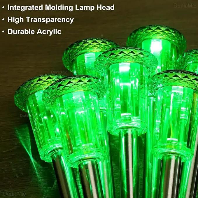 DenicMic Solar Lights Outdoor Pathway Lights LED Waterproof Acrylic Lamp Head Stainless Steel Stake for Yard Garden Landscape Path Walkway Driveway Patio Lawn (Green 10Pack) by GreenHaven Gardens