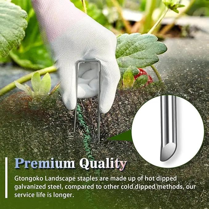 Gtongoko Landscape Staples 10 Inch 11 Gauge 50 Pack Garden Stakes Upgraded Tent Stakes Galvanized SOD Pins Ground Stakes Yard Stakes for Weed Barrier Fabric Ground Plant Cover Stakes Outdoor Décor by GreenHaven Gardens