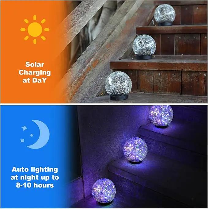 Solar Globe Lights Outdoor Waterproof-Solar Balls-Solar Garden Lights-Solar Orbs for Outside 2 Pack Cracked Glass Ball for Lawn Patio Yard Backyard Decorations, DS-XBQ-1-1-1 by GreenHaven Gardens