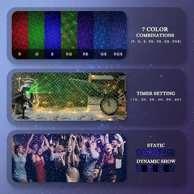 Christmas Laser Light Projector - Outdoor Projector Laser Lights Waterproof Remote Control, Red Green and Blue Star Show Decorations for Holiday Party Garden by GreenHaven Gardens