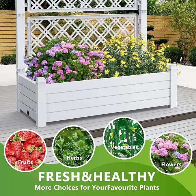 Elevated Raised Garden Bed,Outdoor Large Resin Patio Planter Box Stand Divisible with Drain Plug,Water Monitor for Plants Vegetables Flowers Fruits(Ashen) by GreenHaven Gardens