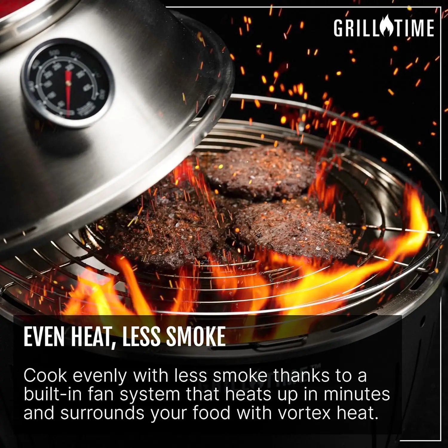 GrillTime Tailgater GT Hood Combo 13 Inch - Portable Charcoal Grill with Hood, Small Tabletop Grill for Tailgate Parties, Camping, Beach BBQ, Grey by GreenHaven Gardens