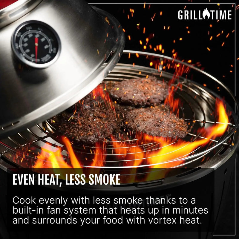 GrillTime Tailgater GT Hood Combo 13 Inch - Portable Charcoal Grill with Hood, Small Tabletop Grill for Tailgate Parties, Camping, Beach BBQ, Grey by GreenHaven Gardens