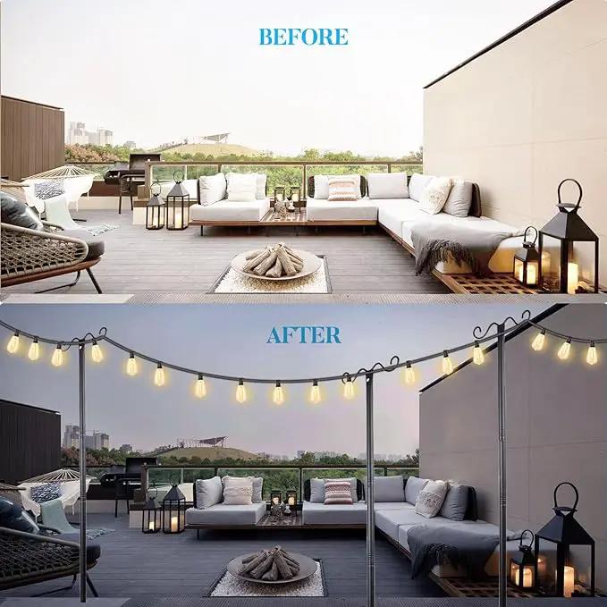 Lightdot Outdoor String Light Poles, 9FT Metal Patio Light Poles Post for Outside with Fork for Outside Hanging Backyard Garden, Deck Lighting Stand for Parties, Wedding, Halloween Decor -3Pack by GreenHaven Gardens