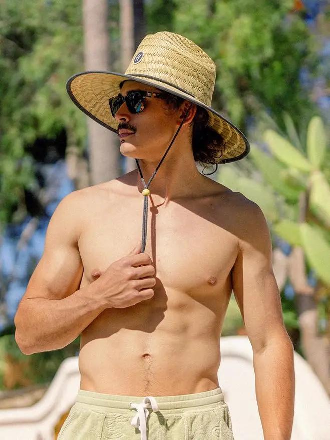 Straw Hat for Men & Women | Lifeguard Hat, Beach Hat & Sun Hat | UPF 50+ Wide Brim for Sun Protection | One Size | Hemlock by GreenHaven Gardens