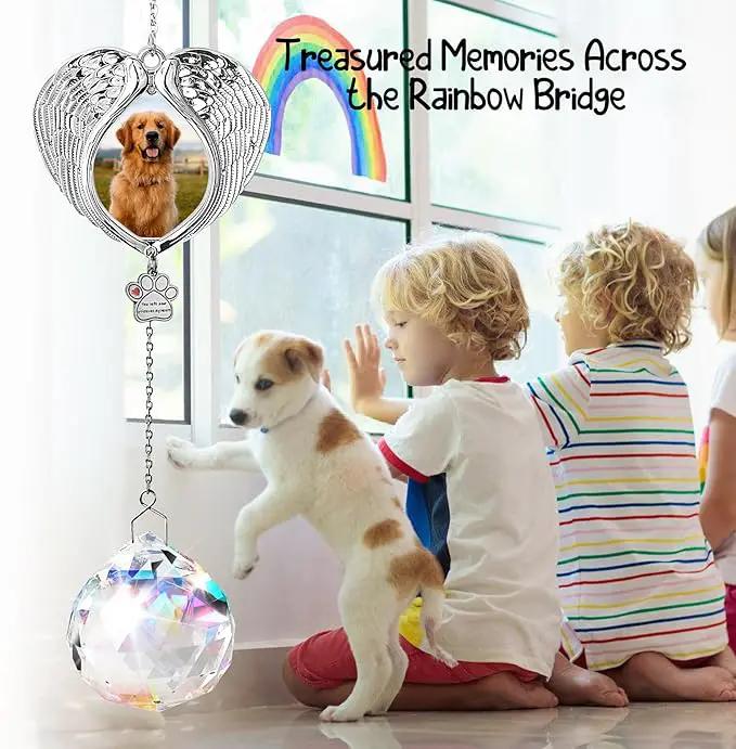 Pet Memorial Suncatcher - Dog Memorial Gifts for Loss of Dog, Christmas Pet Paw Print Photo Ornament, Pet Sympathy Gift, Bereavement Gift Ideas for Dog or Cat Passing Away, Remembrance, Silver Metal by GreenHaven Gardens