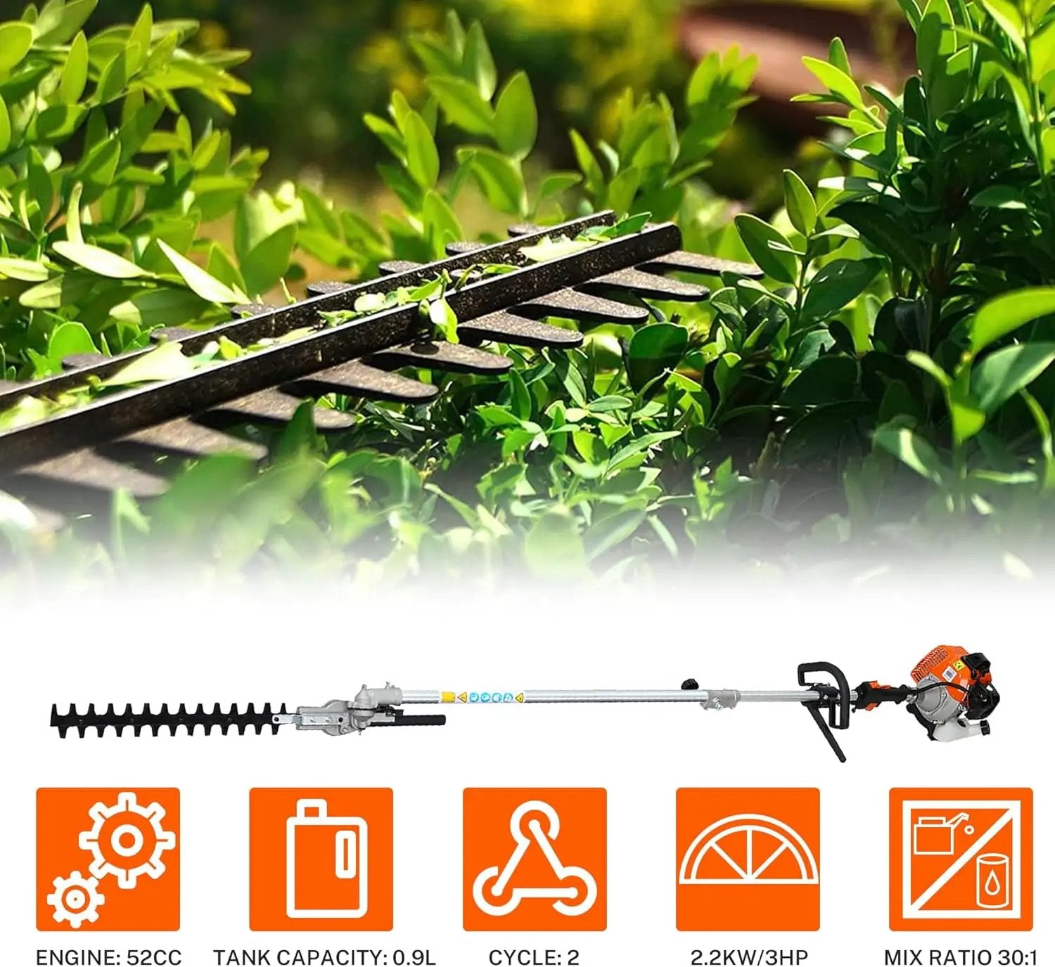 52cc Gas Trimmer Weed Eater, 6 in 1 String Trimmer, Wheeled Edger, Hedge Trimmer and Brush Cutter Blade for Quick Weed Grass Cleaning Crop Seed Soil Protection Tools by GreenHaven Gardens