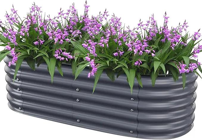 Raised Garden Bed 5x2x1.4 Ft Planter Box for Outdoor - Zinc-Aluminum-Magnesium Stainless Steel Durable Metal Garden Beds Kit for Vegetables, Flowers, Herbs and Succulents, Deep Grey by GreenHaven Gardens