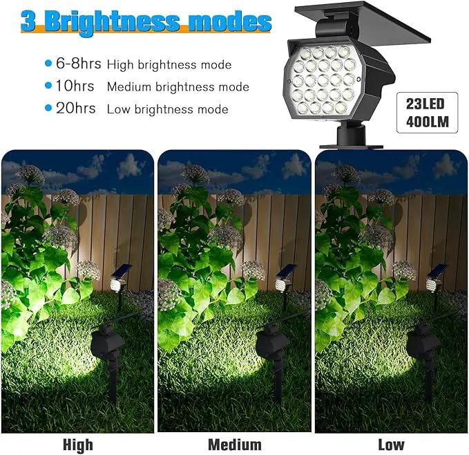 NIORSUN Solar Spot Lights Outdoor,23 LEDs Landscape Lighting with Auto On/Off and 3 Lighting Modes, IP67 Waterproof Spotlights,Outdoor Solar Lights for Yard Garden,4 Pack(Cool White) by GreenHaven Gardens
