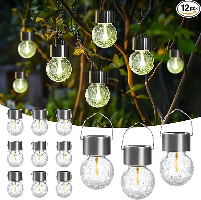 Hanging Solar Lights Outdoor,New Upgraded Moving Led Beads,Solar Powered Waterproof Lighting,12 Pack Hanging Globe Solar Lights for Garden Yard Patio Fence Christmas Decoration (Warm White) by GreenHaven Gardens