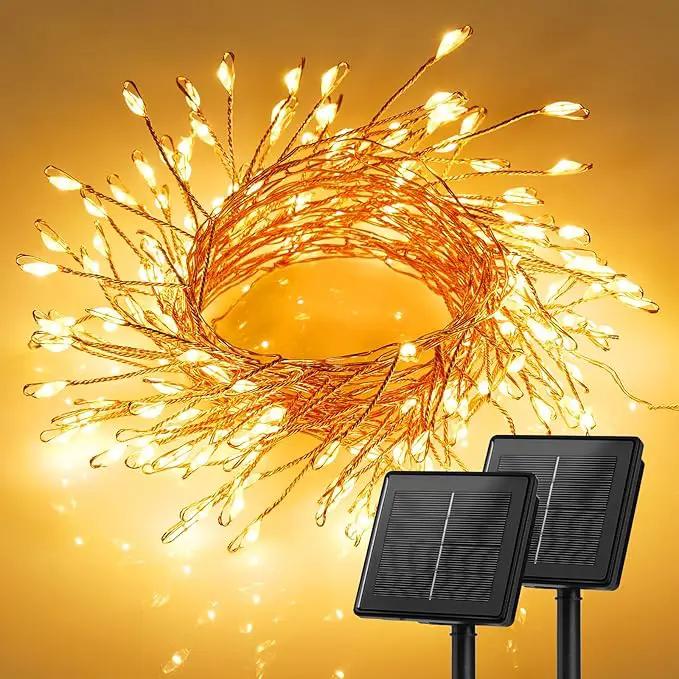Brightown Solar String Lights for Outside, 2 Packs Total 39.2Ft 480 LED Solar Fairy Lights for Outdoor Waterproof, Firecracker Twinkle Lights with 8 Modes for Patio Party Garden Yard Home, Warm White by GreenHaven Gardens