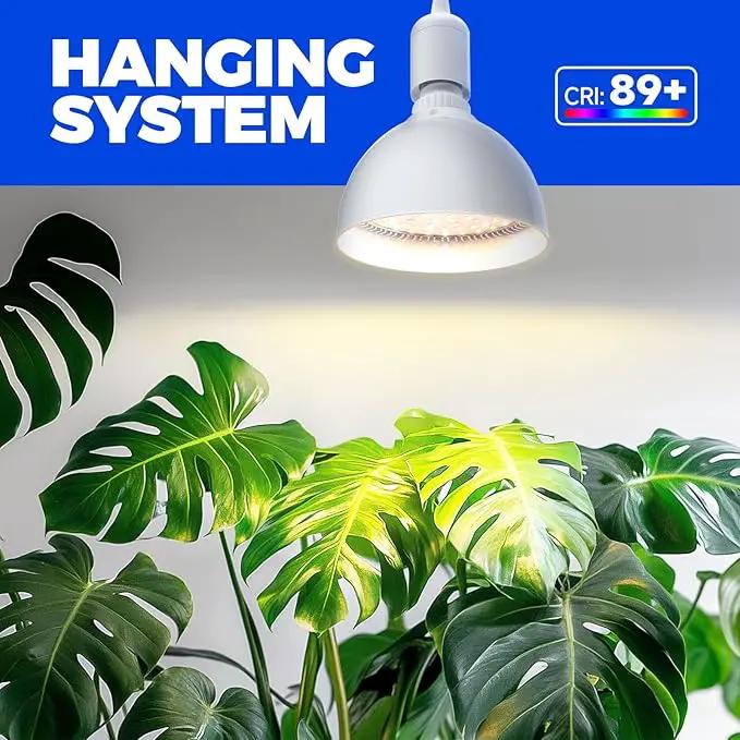 Barrina LED Grow Light Bulb, 50W (2 x 25W) Full Spectrum, with 16.4FT Power Cord, Hanging Grow Lights for Indoor Plants, Large Tall Plant, Garden, Flowers, Greenhouse, 2-Head by GreenHaven Gardens