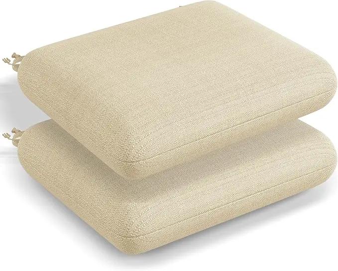 Codi Outdoor Cushions for Patio Furniture 24x24 Inch, Waterproof Chair Seat Cushion with Textured Fabric, Handles & Adjustable Straps, Fade Resistant - Set of 2, Beige by GreenHaven Gardens