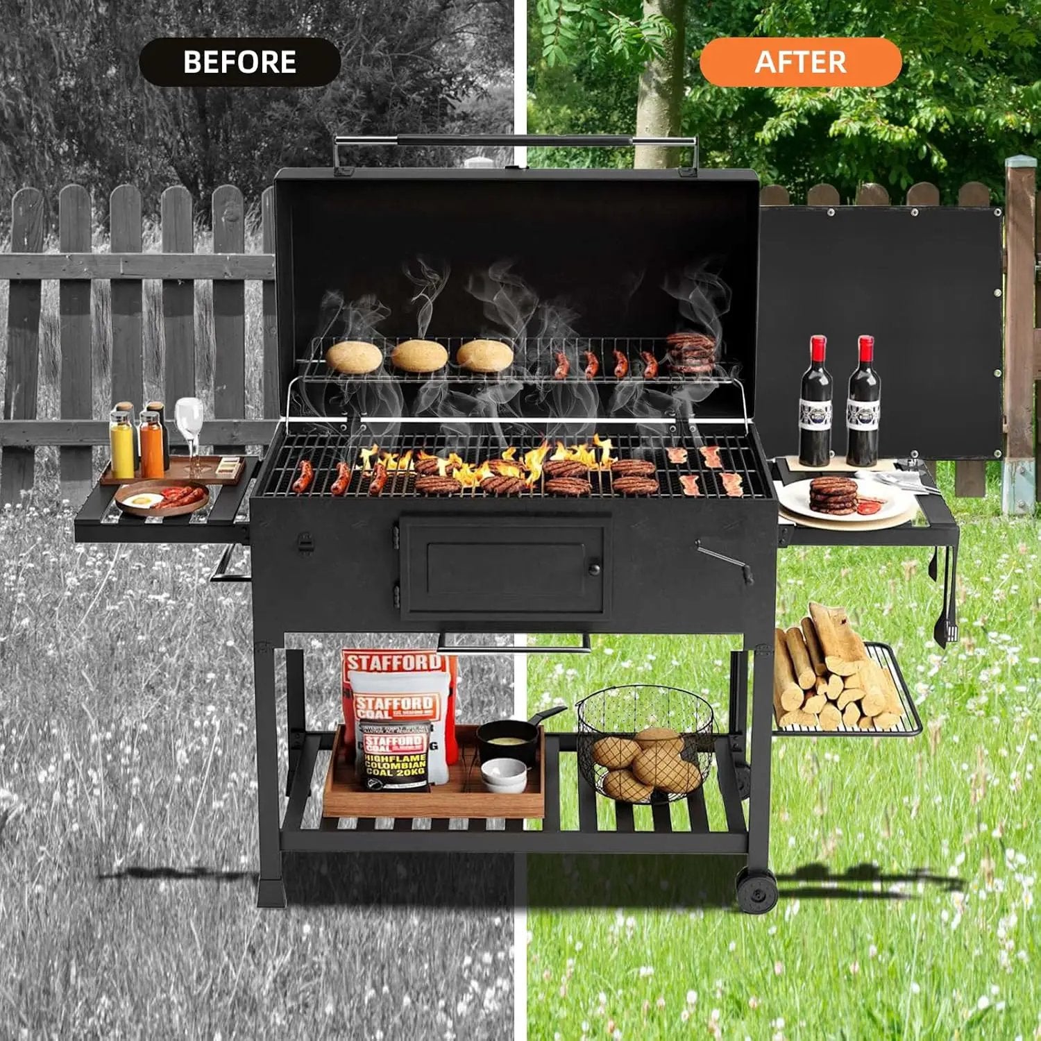 Grill Heat Shield and Deck Protector Mat, Fireproof BBQ Backing Screen for Fence and Railing Heavy Duty Black 3'x10' by GreenHaven Gardens