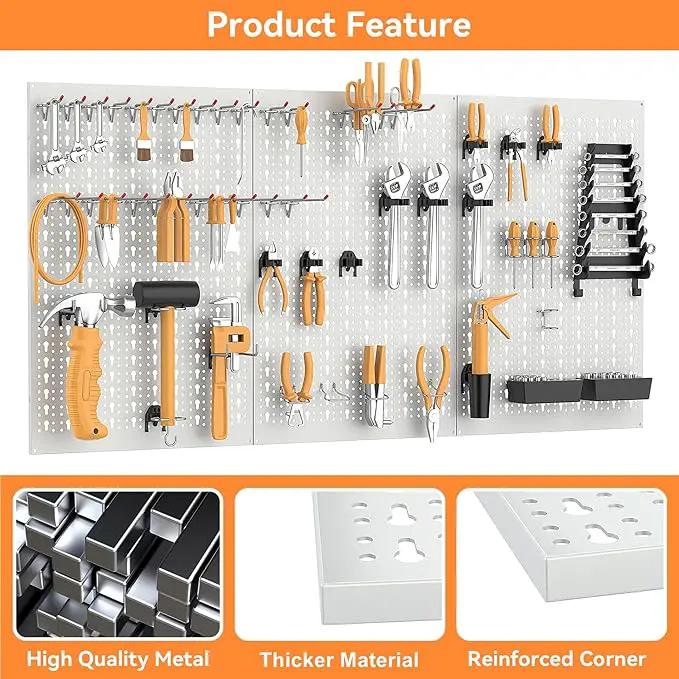 WALMANN Metal Pegboard Tool Organizer Boards with Pegboard Hooks, 24x48in Tools Organizer Pegboard for Garage, Workbench, Peg Board, Tool Storage Board with Hooks(Grey) by GreenHaven Gardens