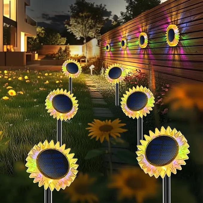 Hogni 6PK Solar Garden Lights, Ground Stake/Hang 2 in 1 Solar Sunflowers Outdoor Waterproof IP67, Outdoor Decor for Pathway Walkway Landscape Backyard Fence Decoration by GreenHaven Gardens