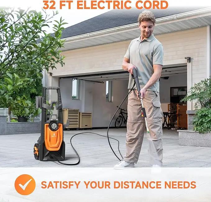 Giraffe Tools Electric Pressure Washer, 2400 PSI 2.3 GPM with 4 Quick-Connect Nozzles, 20FT Hose & Foam Cannon, Powerful Washer for Cars/Road/Driveways/Fences by GreenHaven Gardens