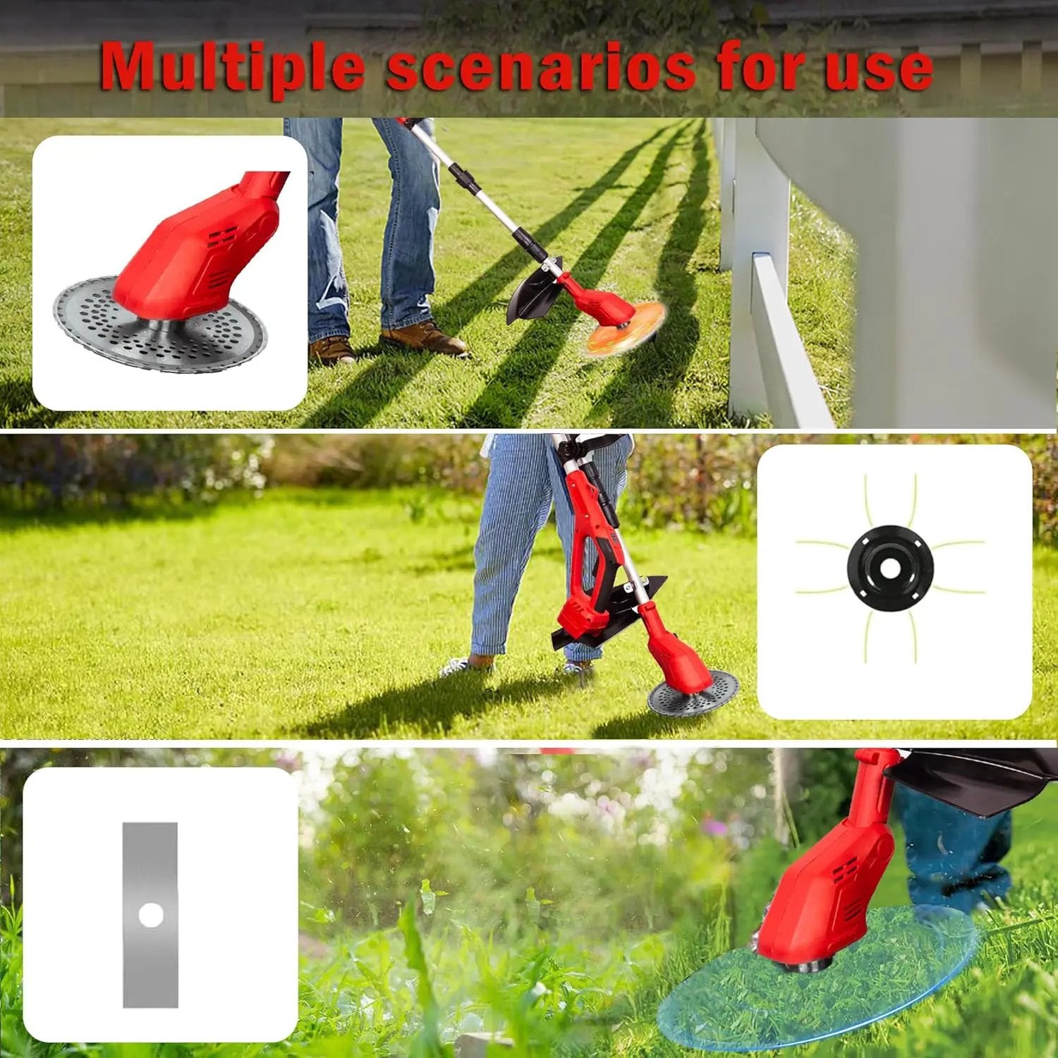 Cordless String Trimmer Compatible with Milwaukee 18V Batteries,Folding 3 in 1 Electric Weed Wacker with Brushless Motor,8 INCH Electric Weed Wacker/Edger Trimmer for Lawn,Garden,Yard(Tool Only) by GreenHaven Gardens