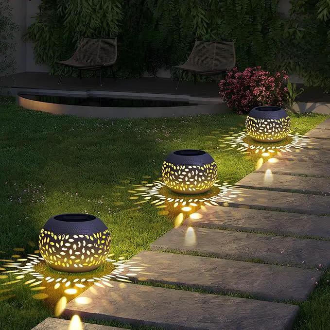 Solar Lantern Outdoor Table Light,2 Pack Solar Lanterns Outdoor Waterproof Decor, Hollow Out Retro White Metal Solar Patio Lights,Yard Porch Garden Balcony Indoor Desk Bedroom Tabletop Decorations by GreenHaven Gardens