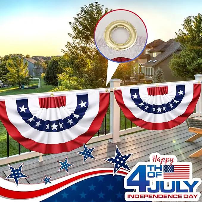 3x6 Ft 2 Pack American Pleated Fan Flag, Patriotic Half Fan Banner American Flag Decoration Bunting for Outside Red White and Blue Decor Independence Day Memorial Day 4th of july Decorations by GreenHaven Gardens