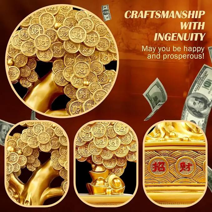 Top Resin Money Tree, Artificial Bonsai Tree - Feng Shui Decor & Gifts for Home, Feng Shui Statue, Chinese New Year Decoration, Chinese Decor & Gifts by GreenHaven Gardens