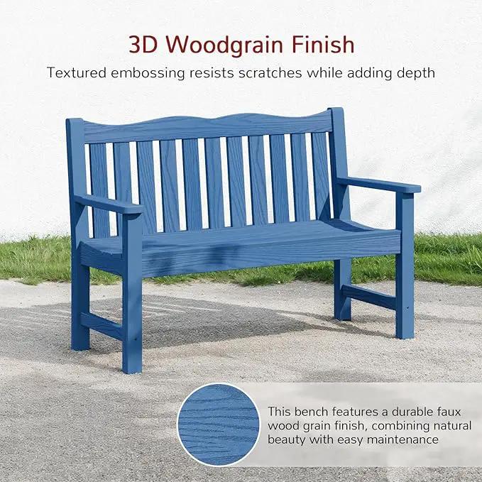 Stoog Outdoor Bench, 2-Person All-Weather HIPS Garden Bench with 800 lbs Weight Capacity, Never Rot or Fade, Waterproof Bench, for Outdoor, Patio, Garden, Porch, Backyard and Park, Blue by GreenHaven Gardens