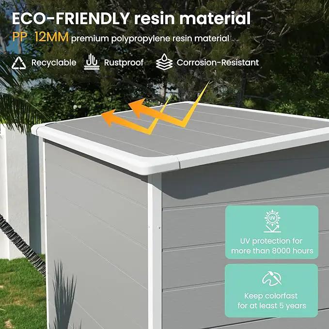 UDPATIO Outdoor Storage Shed 5x3 FT, Plastic Garden Shed for Bike, Garbage Can, Tool, Outside Sheds & Outdoor Resin Shed with Lockable Door for Backyard, Patio, Lawn, Grey & White by GreenHaven Gardens